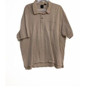 Vintage Arrow Mens 2XL Beige Striped Polo Shirt